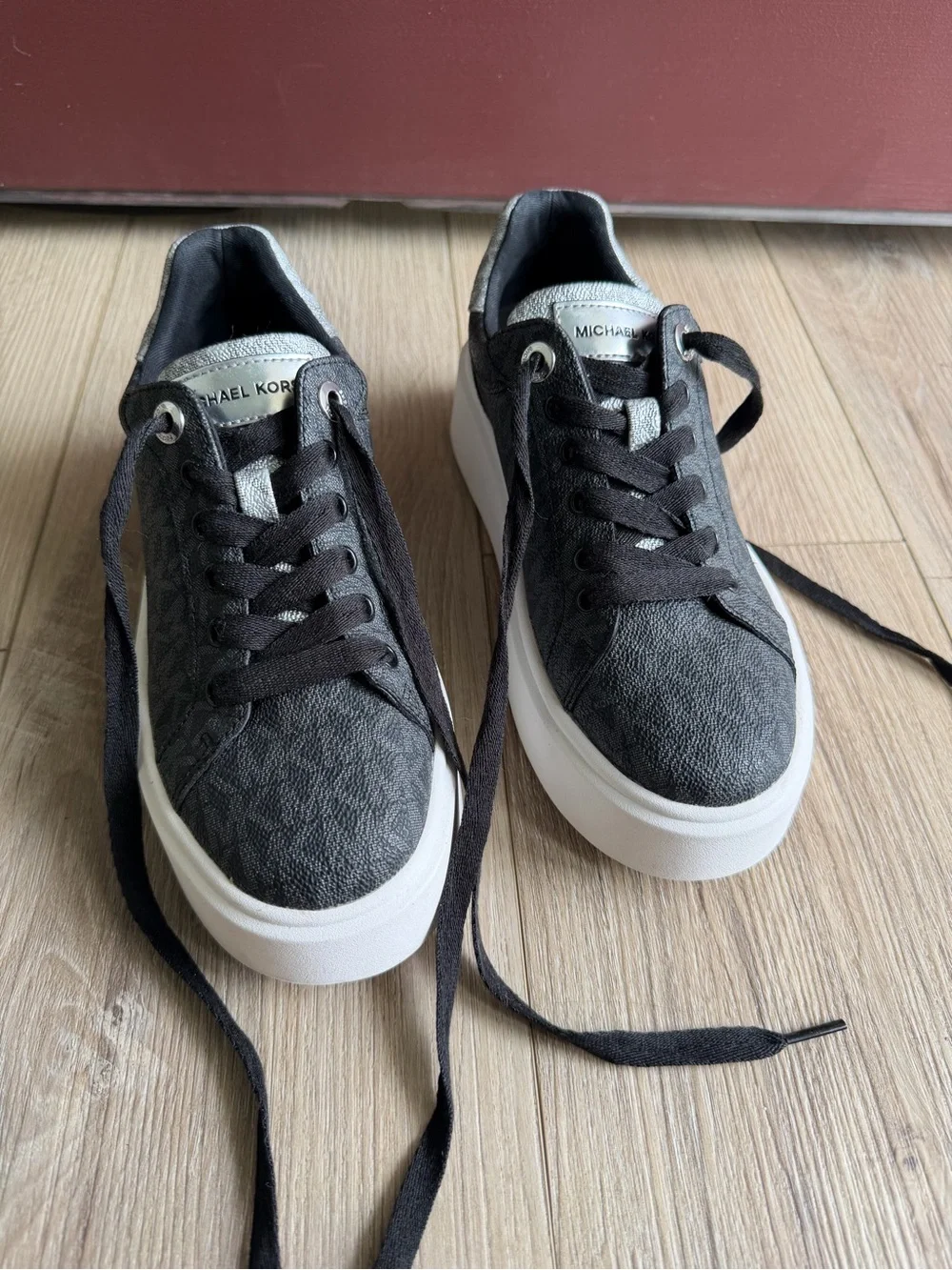 Michael Kors Gray Platform Logo-Print Sneakers